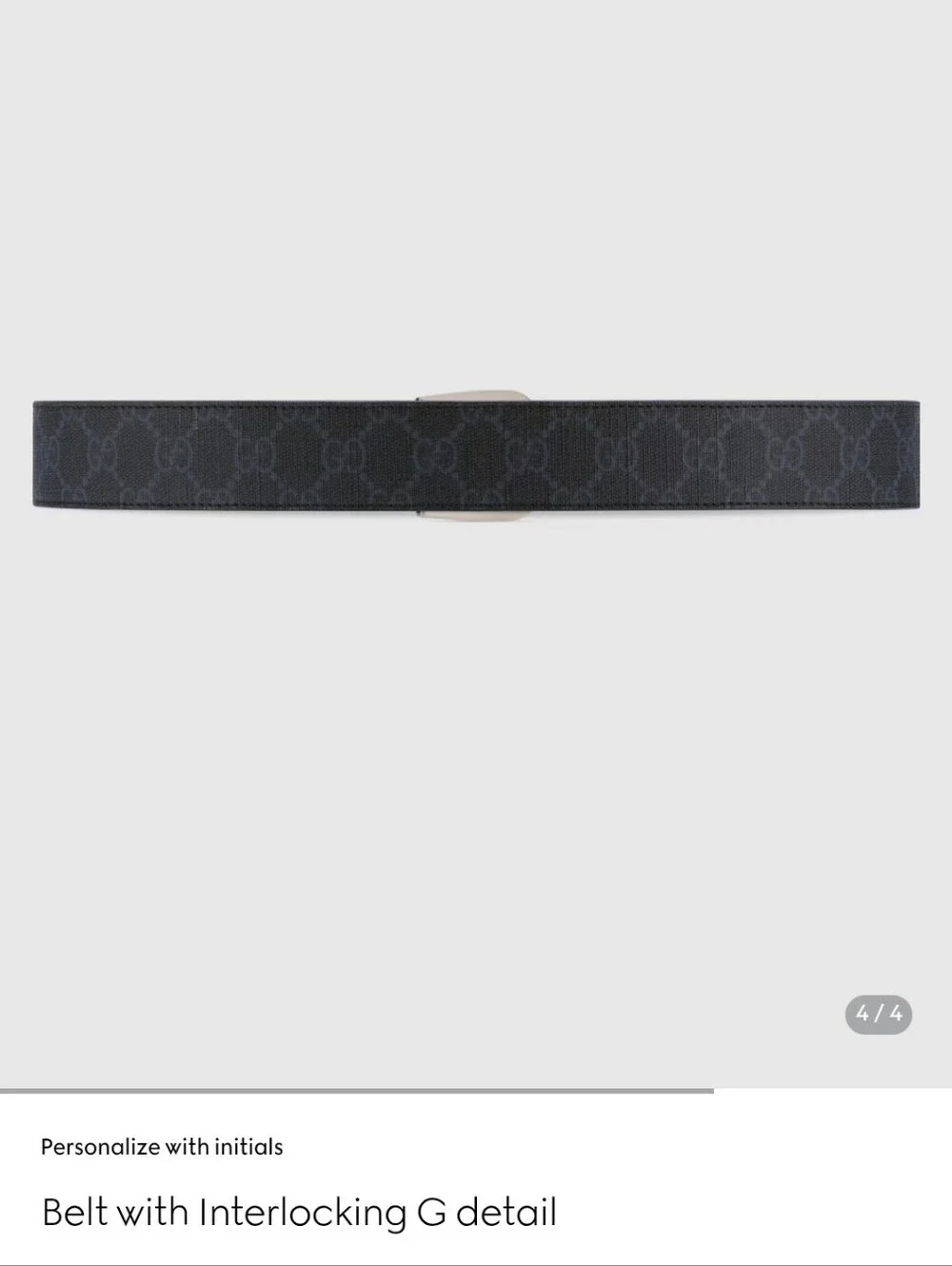 $549 Gucci Square Buckle GG Supreme Print Logo Belt Size 90 New With Tag